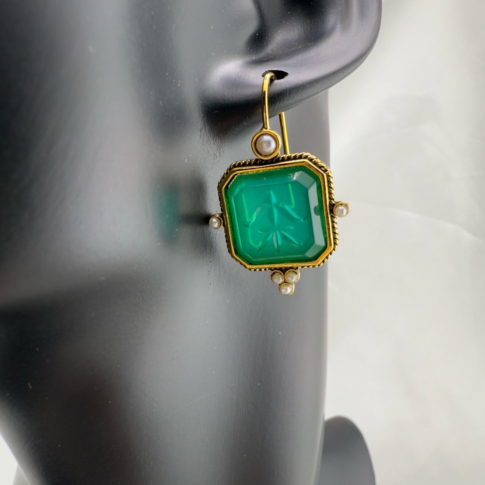Timeless Green & Gold Drop Earrings – Quiet Luxury Look - Picture 6 of 10